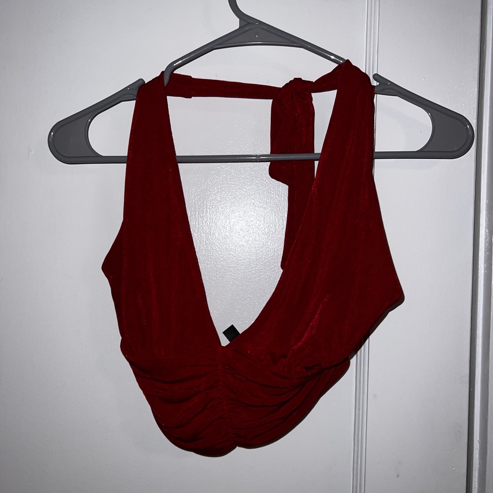 Deep Red sparkle Halter top